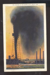 OKLAHOMA CITY OKLAHOMA OIL WELL GUSHER VINTAGE POSTCARD