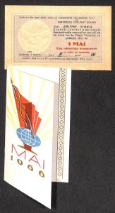 Romania paper ephemera 1 May 1966 Labor Day communism party ticket 