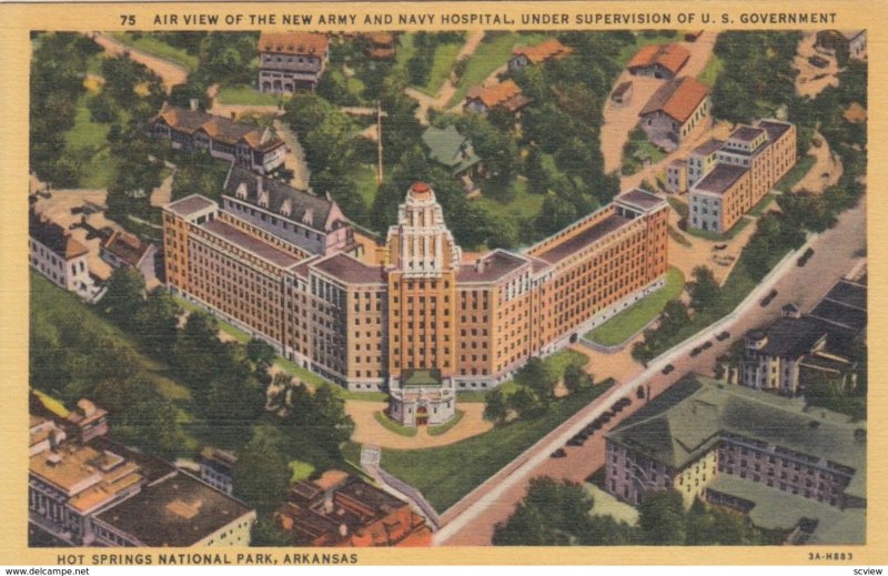 HOT SPRINGS, Arkansas, 1930-40s; Air View of the New Army & Navy Hospital