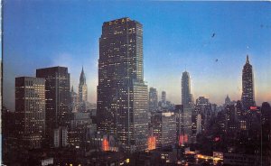 US4 US NY Midtown Manhattan Chrysler Empire State buildings at night 1963