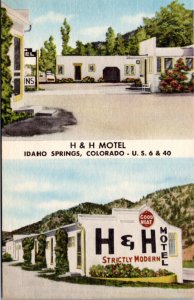 Postcard CO H & H Motel in Idaho Springs Good Heat Strictly Modern