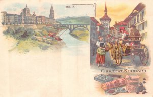 Advertising Chocolat Suchard Switzerland Bern Horse Cart Peasant postcard B978