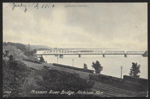 Missouri River Bridge Atchison Kansas Used c1910