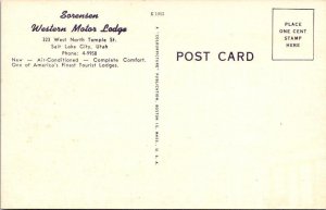 Salt Lake City, UT Utah  SORENSEN WESTERN MOTOR LODGE  Roadside Motel  Postcard