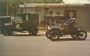 2-Seater Pope Tribune & 1896 Model Narrow Guage Locomotive, Chrome Postcard