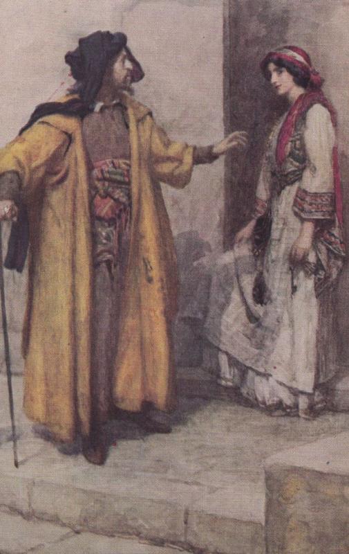 Shakespeare Merchant Of Venice Do As I Bid You Antique Postcard