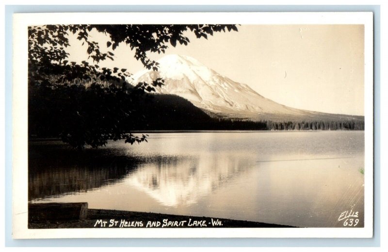 c1940's Mt. St. Helens And Spirit Lake Washington WA, Ellis RPPC Photo Postcard