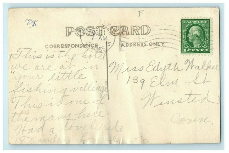1915 Gloucester Massachusetts MA Hotel RPPC Photo Antique Postcard