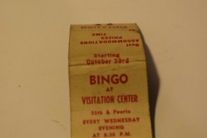 Bingo at Visitation Center Chicago Illinois 20 Strike Matchbook Cover