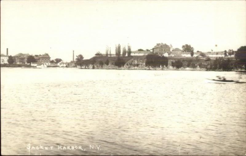 Sacket Harbor NY From the Watewr c1920 Real Photo Postcard - GOOD MESSAGE