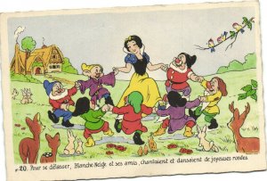 PC DISNEY, SNOW WHITE AND THE SEVEN DWARFS, Vintage Postcard (b35797)