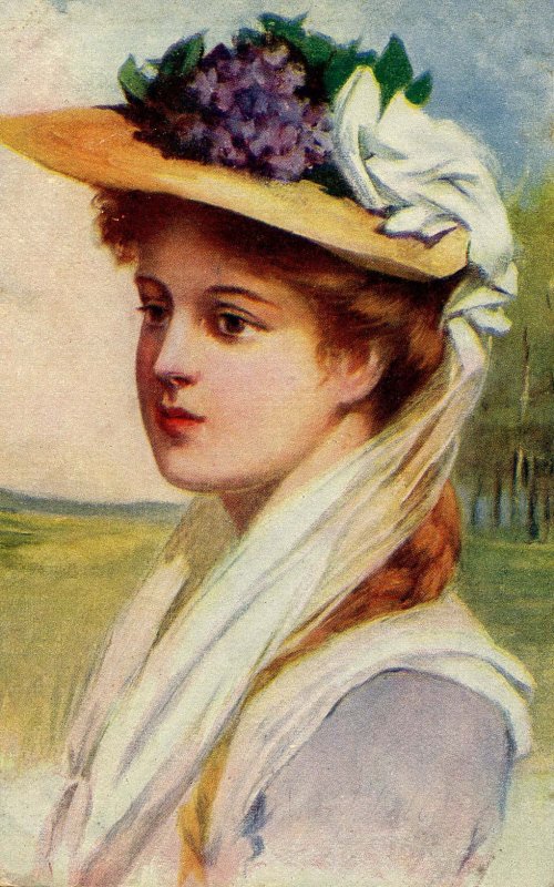 Lady with Purple-Flowered Hat