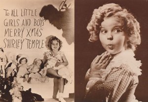 Shirley Temple 2x Merry Christmas Toy Dolls Real Photo Postcard s