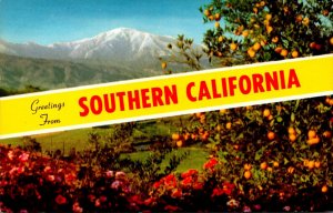 California Greetings From Southern California Showing Snow Capped Mountains a...