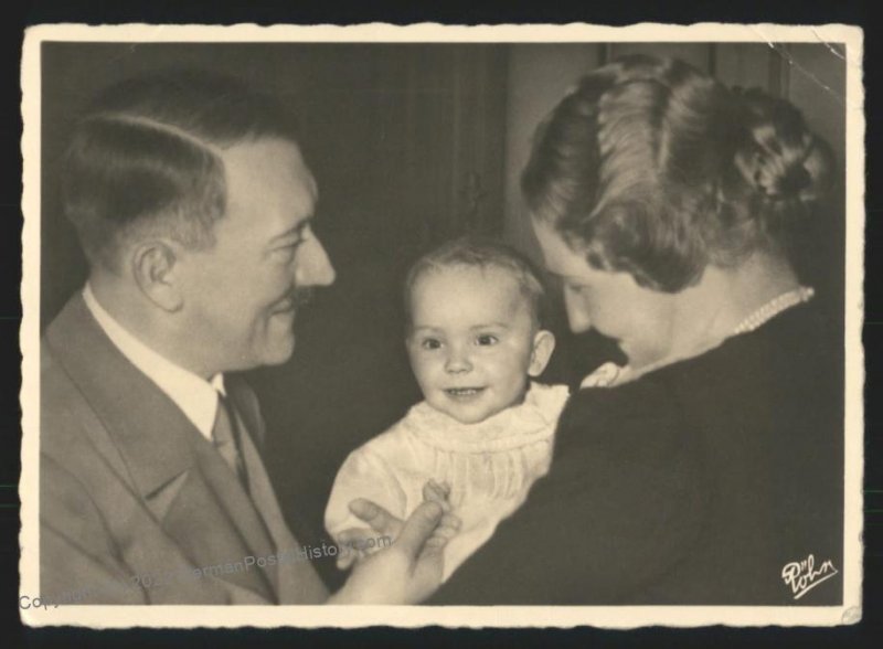 3rd Reich Germany Hitler Emma Goering and Edda  Portrait RPPC USED 108789