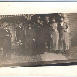 ID'd 1910 Classy People @ Bickles Home RPPC Photo Leighninger McKee Rogers A167