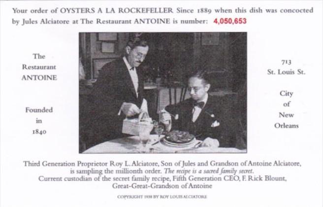 Louisiana New Orleans Restaurant Antoine Oysters A La Rockefeller Order #4,05...