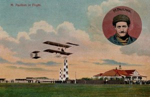 Marie Paulhan In Flight French Aviation Pilot Old Postcard