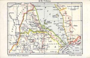 Eritrea Map by ministero Delle Colonie Vintage Italy Used Postcard