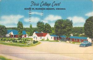 Madison Heights Virginia Dixie Cottage Court Street View Antique Postcard K46381