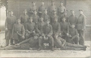 German military regimental group souvenir photo postcard 1918