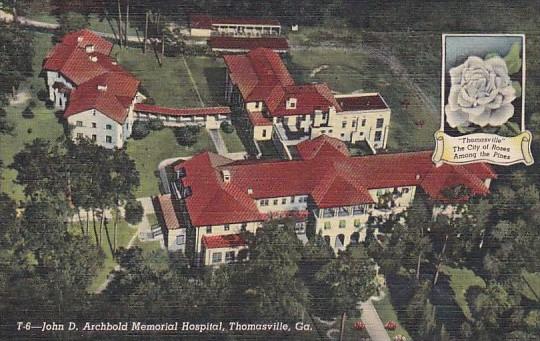 Georgia Thomasville Aerial View John D Archbold Memorial Hospital Curteich