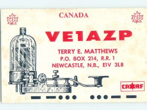 Pre-1980 RADIO CARD - CB HAM OR QSL Newcastle In Miramichi NB AH2533