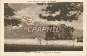 Old Postcard Annecy Lake Isle of the Swans and the Spinner