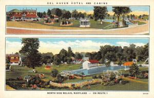 Belair Maryland exterior views Del Haven Hotel and Cabins antique pc Z21046 