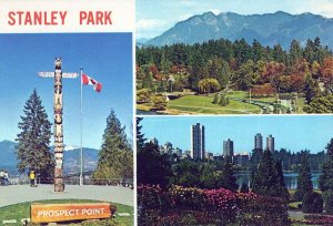 VINTAGE CONTINENTAL SIZE POSTCARD STANLEY PARK VANCOUVER CANADA MULTIPLE VIEWS