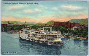 1940 Winona, MN Excursion Steamer SS President Passenger Schumaker PC Teich A216