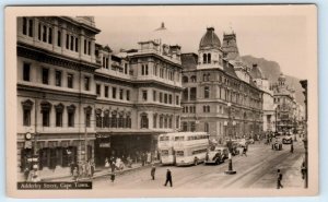 RPPC CAPE TOWN, South Africa ~ ADDERLY STREET Scene c1930s Buses & Cars Postcard