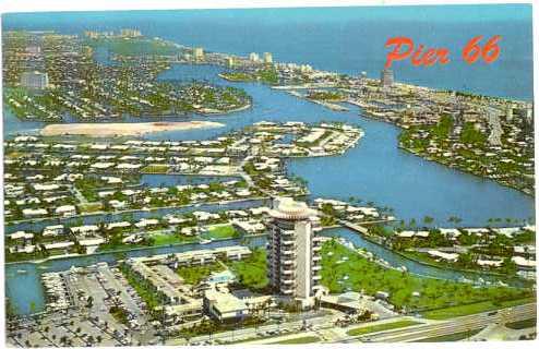 Air View of Pier 66, Fort Lauderdale, Florida, FL, 1969 Chrome