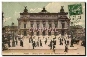 Paris Old Postcard L & # 39opera and metropolitan station (metro)