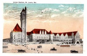 Postcard TRAIN STATION SCENE St. Louis Missouri MO AU9655