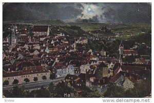 Aerial View of Hall at night, Schwaebisch Hall, Baden-Wurttemberg,  Germany, ...