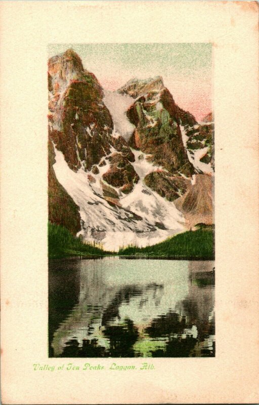 Vtg Postcard Valley of the Ten Peaks Litho - Laggan, Alberta c 1910