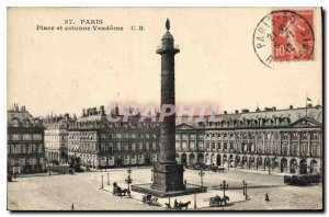 Postcard Old Paris Place and Vendome Column