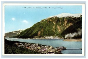c1930's Juneau And Douglas Alaska AK, Showing New Bridge Vintage Postcard
