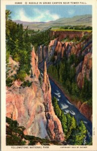 Vtg Needle In Grand Canyon Near Tower Fall Yellowstone National Park WY Postcard