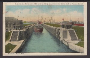 Michigan Sault Ste. Marie boat entering Davis Lock (lock is 150 feet) ~ Linen