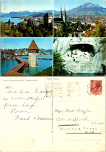Luzern, Kapellbrücke und Löwendenkmal, Switzerland (9209)
