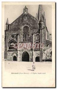 Old Postcard Airvault L & # 39Eglise West Facade