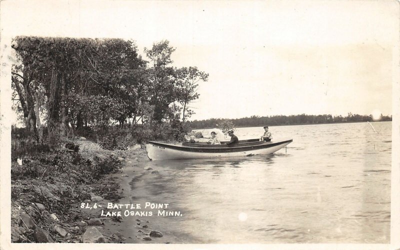 J16/ Lake Osakis Minnesota RPPC Postcard c1910 Battle Point Boats  260