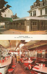 Stroudsburg PA Colonial Diner Interior Exterior Duo Views Postcard