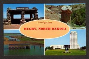 ND Greeting RUGBY NORTH DAKOTA Postcard Garrison Dam PC