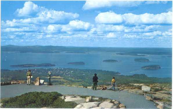 Harbor & Porcupine Islands from Mt. Cadillac, Mt. Desert Island, Maine ME