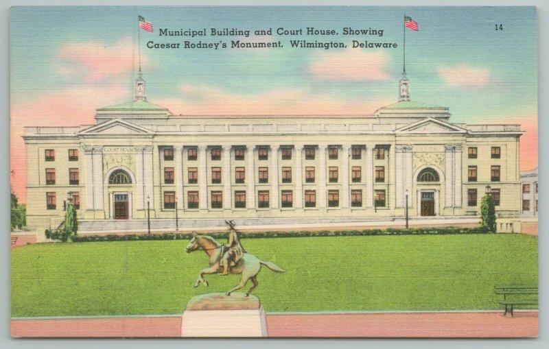 Wilmington Delaware~Municipal Building & Court House~Vintage Postcard