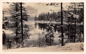 Oregon Crescent Lake Snow on Trees Cascade Line C Thomas Real Photo PC AA53406 