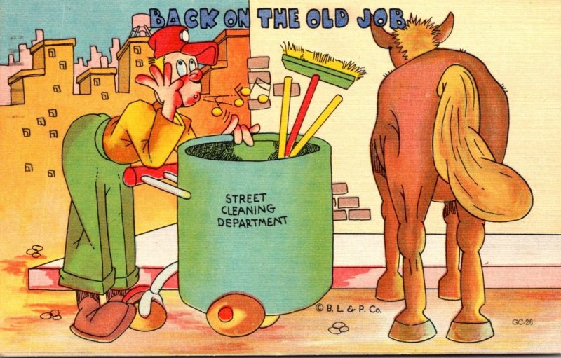 Humour Street Cleaning Department Back On The Old Job 1947